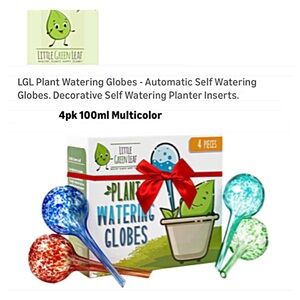 4 PLANT WATERING GLOBES Colorful Glass 100 ml self-watering LITTLE GREEN LEAF